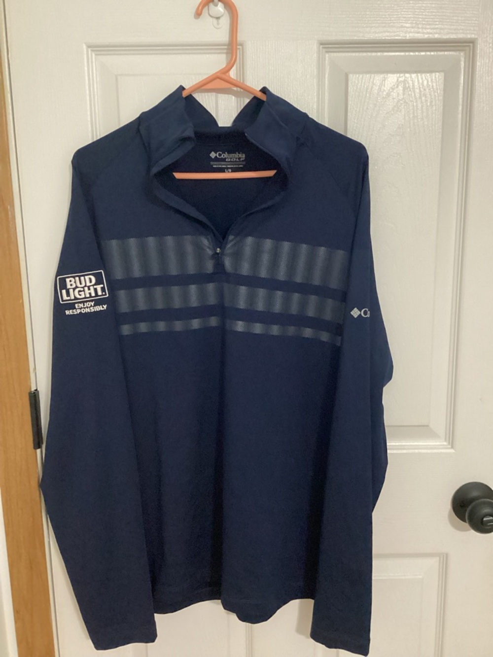 Columbia Navy Blue Quarter-Zip golf Pullover  BUD LIGHT LARGE